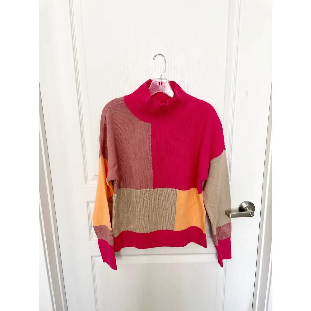 525 America Colorblock Sweater Tango Orange Size Medium New - Picture 4 of 10